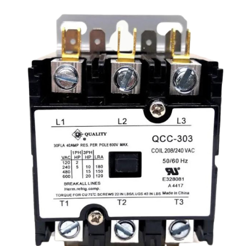 CONTACTOR 03 POLOS QCC-303 BOBINA 240V 30A VOLTAJE LINEA 600V- QUALITY