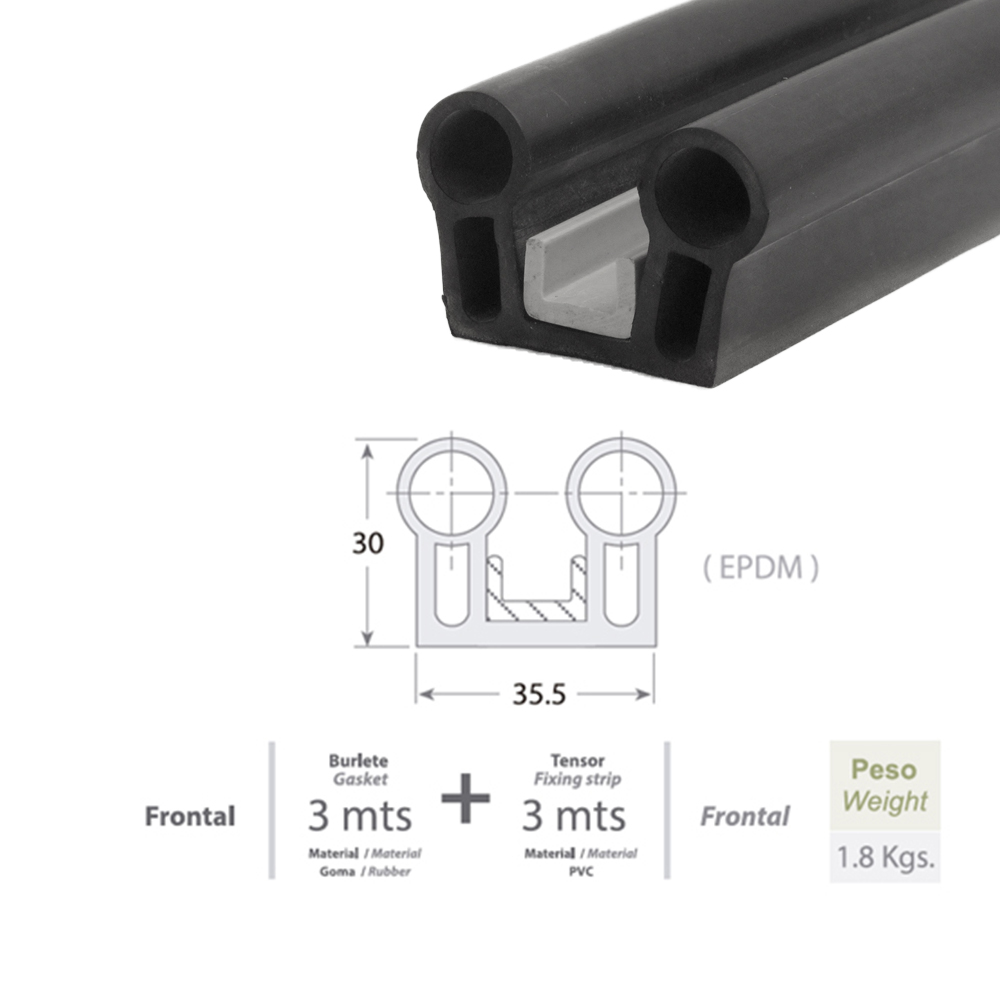 BURLETE 3340 FRONTAL 3MTS + TENSOR 3MTS - CAFF - Imagen 2